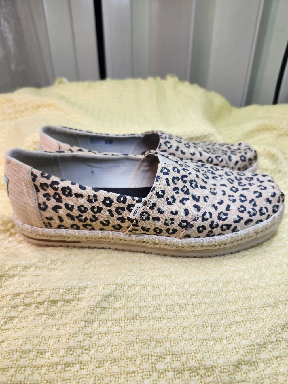 Toms Leopard Print Slip-On Espadrilles in Beige and Black